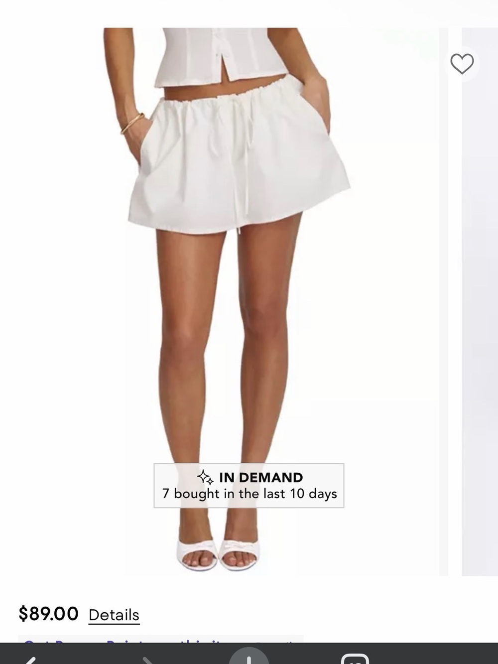 Women's White Elastic-Waist Skort with Pockets